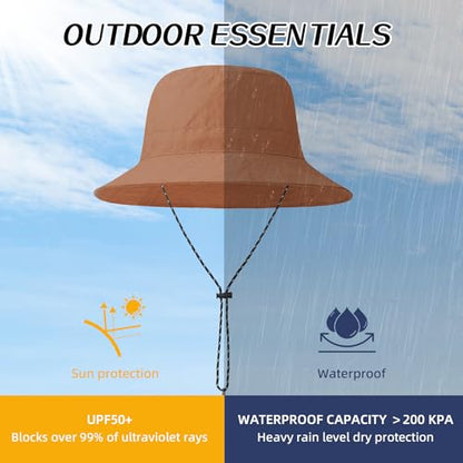 Durio Waterproof Bucket Hats for Woman UPF 50+ Sun Hat - color: Brick Red