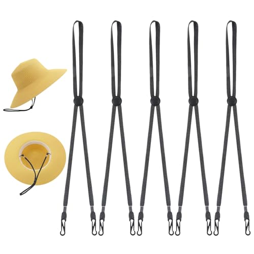 5 Pcs Adjustable Hat Strap, Elastic Hats Removable Chin Cord - color: Black
