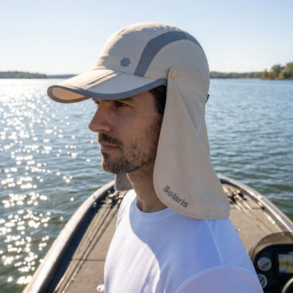Solaris UPF 50+ Running Cap Mesh Baseball Hat Foldable Unisex - color: Beige, size: Shield