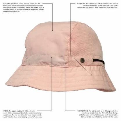 BUILTCOOL Adult Mesh Panel Bucket Cap – Boonie Hat for Fishing, Camping, and Kayaking - color: Millenial Pink, size: Small-Medium