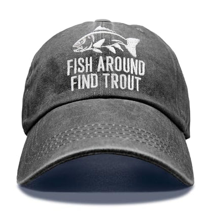 Embroidery Adjustable Classic Washed Distressed Baseball Hats, Funny Hats for Men Cat Dog Dad Fishing Father - color: Washed Black005