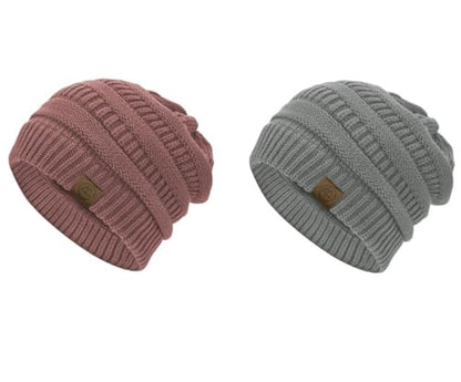 American Trends Winter Hats for Women 4 Pack Beanie Hats Caps Knit Chunky Slouchy Beanie Hats - color: Z Light Gray&a Pink