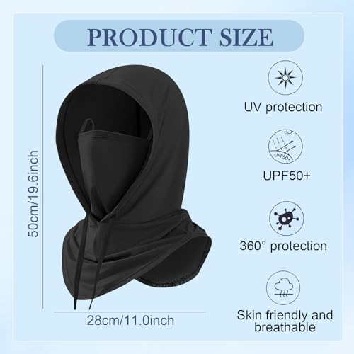 2 Pack Balaclavas Mask Full Head Sun UV Protection Hood Breathable for Men Women Cooling Summer Outdoors Cycling Motorcycle(Black and Light Gray), Large