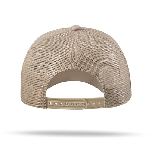 American Flag Trucker Hat - Snapback Hat, Baseball Cap for Men Women - Breathable Mesh Side, Adjustable Fit - for Casual Wear - color: Khaki