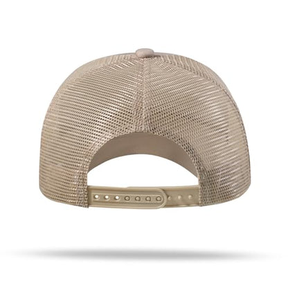 American Flag Trucker Hat - Snapback Hat, Baseball Cap for Men Women - Breathable Mesh Side, Adjustable Fit - for Casual Wear - color: Khaki