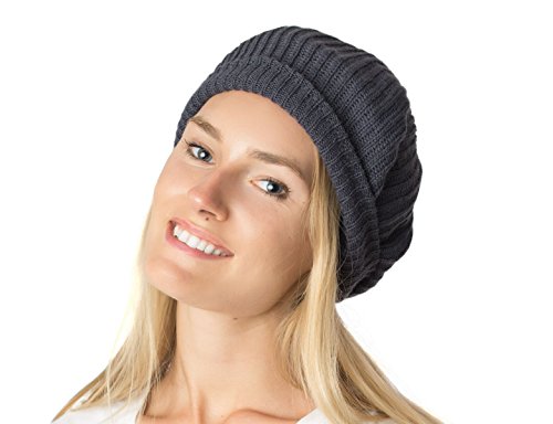 an Fall Winter Knit Beanie Beret Hat for Women Soft Knit Lining Many Styles - color: Charcoal Gray