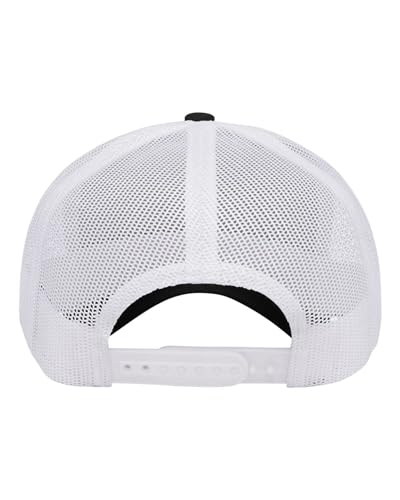 Go All Out String Bow Tie Cute Dad Deluxe Trucker Flatbill Baseball Structured Embroidered Hat - color: Black/ White