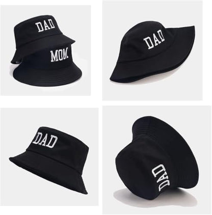XYIYI 2 Pack Unisex Bucket Hat for Women Men Summer Beach Fishing Hat Sun Hat - color: Dad Black Mom Black