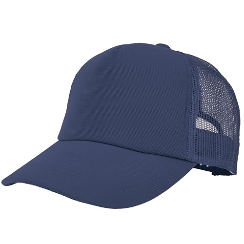Gelante Polyester Foam Front, Mesh Back 5 Panel Sublimation Trucker Baseball Cap Snapback Hat - color: Navy Blue