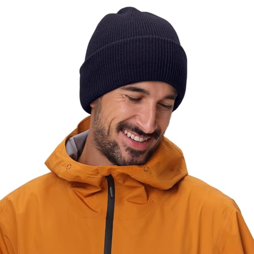 Connectyle Thick Cuffed Beanie for Men & Women Double Layer Knit Winter Hat Acrylic Watch Hat Warm Stocking Skull Cap - color: Navy Blue