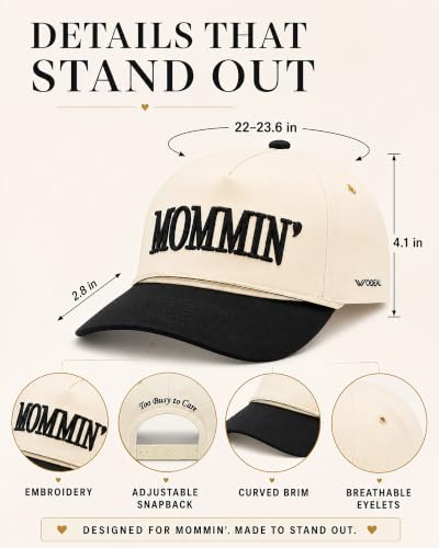 Mommin Trucker Hat for Women, Two Tone Baseball Cap for Mom Black