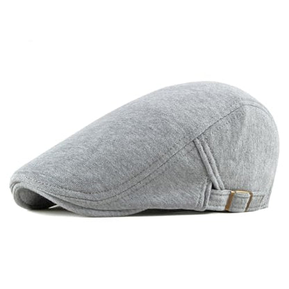 Quanhaigou Men's Cotton Flat Ivy Gatsby Newsboy Driving Hat Adjustable Irish Cabbie Ivy Driving Hunting Cap - color: Cotton Light Grey