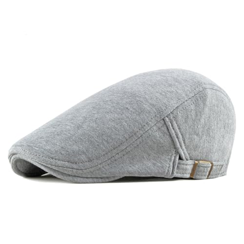 Quanhaigou Men's Cotton Flat Ivy Gatsby Newsboy Driving Hat Adjustable Irish Cabbie Ivy Driving Hunting Cap - color: Cotton Light Grey