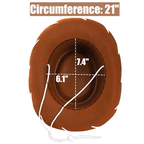 Peohud 4 Pack Felt Cowboy Hat for Kids, Small Western Cowgirl Hat, Wide Brim Cowboy Hat with Neck Drawstring, Cosplay Costume Accessories for Halloween Dress Up Party