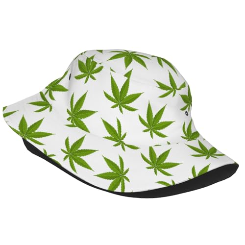 Bucket Hat for Men Women Funny Hat Unisex Foldable Summer Travel Beach Hat - color: Weed Bucket Hats