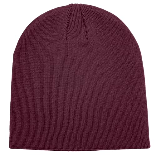 vidsel 100% Cotton Beanie Hat for Men Women, Soft Cuffless Knit Skull Cap - color: 1pc-burgundy
