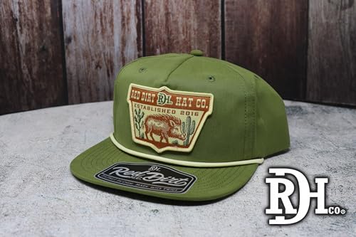 Red Dirt Hat Company Wildlife Hat | 5-Panel Western Adjustable Snapback Cap - color: The Hunt - Olive Green