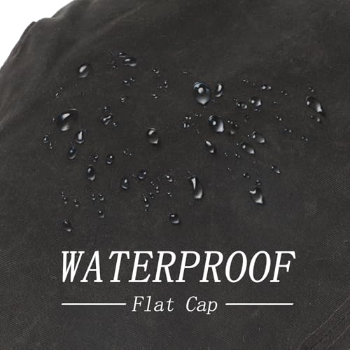 Newsboy Flat Cap for Men Waxed Cotton Cabbie Hats for Men Gatsby Irish Ivy Cap Summer Waterproof Golf Driving Hats - color: Charcoal-waterproof Waxed Cotton, size: Large