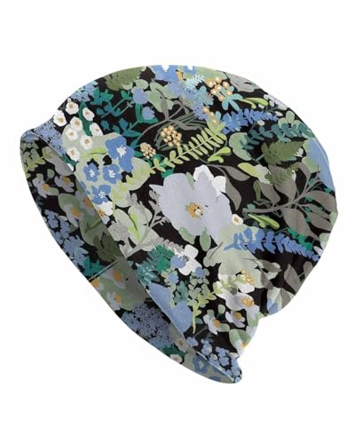 Unisex Stretch Knit Beanie Hat - color: Flowers and Plants