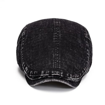 Quanhaigou Unisex Denim Newsboy Hats Flat Ivy Gatsby Cabbie Driving Berets Hat Cotton Dad Cap for Men Women - color: Retro Plaid Black