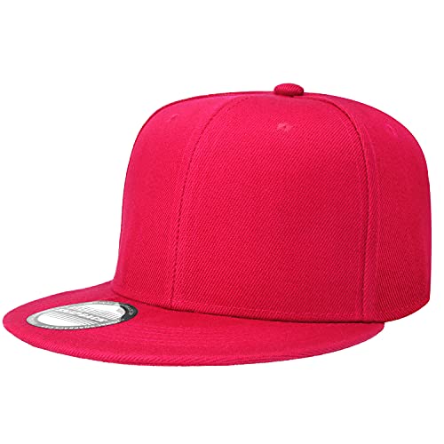 Falari Wholesale 12 Pack Snapback Hat Cap Hip Hop Style Flat Bill Blank Solid Color Adjustable Size - color: 12-pack Hot Pink