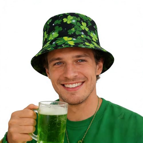 Bucket Hat Funny Duck Fisherman Hat Travel Beach Sun Hat Outdoor Cap for Men Women Adults - color: St Patricks Day