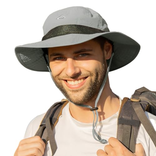 TOP-EX Oversized Waterproof Mesh Sun Hat for Big Heads with Wide Brim - color: Grey-2.7"brim, size: Large-X-Large