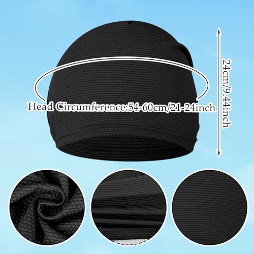 3 Pcs Cooling Skull Caps for Men Women,3D Mesh Running Caps Breathable Quick Dry Helmet Liner for Summer Cycling Gym - color: Black+black+black