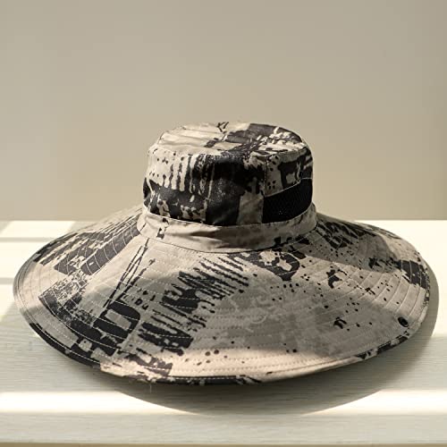 HUAMULAN Men Women 6" Wide Brim Sun Protection Hat Summer Fishing Hats - color: Hn005-kaqi-smo