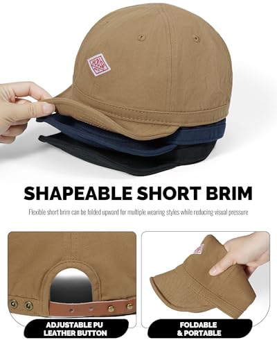 CLAPE Soft Brim Dad Hat, Classic Baseball Cap with Short Bill Cotton Camp Hat Trucker Cap for Sun Protection, Adult Chill Cap - color: Bb5-navy