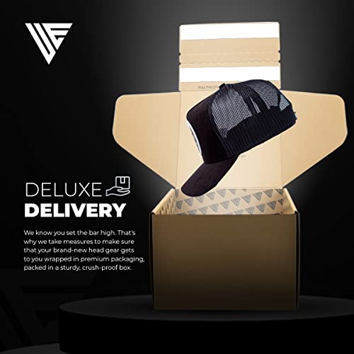 Urban Effort Trucker Hat for Men & Women, Mesh Back Baseball Cap, 5 Panel - color: Black + White Patch, style: Mesh Back