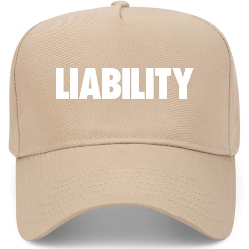 Liability Vintage Trucker Hat | Premium Snapback Baseball Hat for Men & Women - color: Khaki