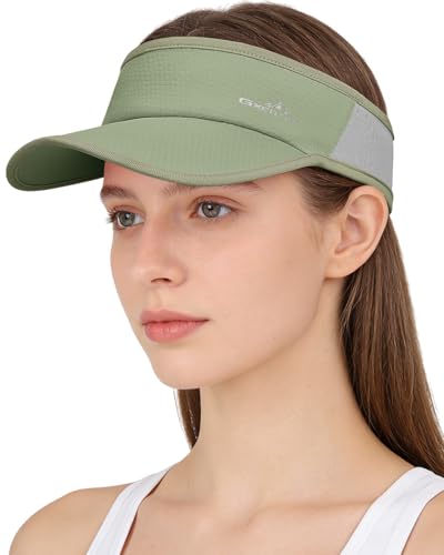 GXCROR Sports Sun Visor Hat Men Women, Lightweight Breathable Quick-Dry Visor Hat, UPF 50+ Tennis Golf Running Visor - color: Army Green