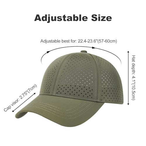FEINION Men Laser Mesh Breathable Snapback Baseball Cap - color: Army Green