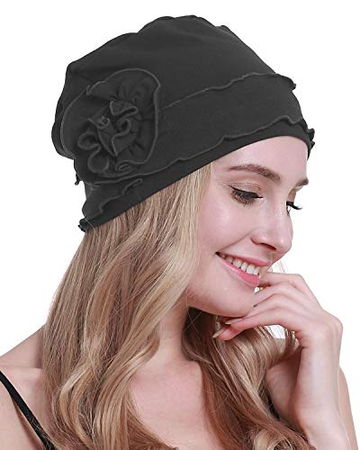 osvyo Chemo Headwear Turban Cap for Women - Cancer Beanie Hair Loss Sealed Packaging - color: Cotton Medium-grey