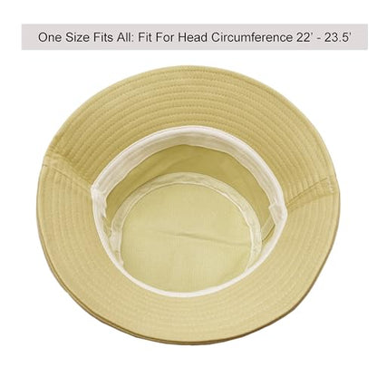 Wheebo Solid Color Bucket Hat for Women Summer Beach Fishmen Hat for Lady Adult Unisex Cotton Cap…… - color: A-sc-khaki