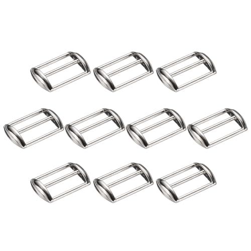 uxcell Metal Baseball Cap Buckle, Adjustable Cap Strap Adjuster Slider Bag Belt Strap - color: Bright Silver