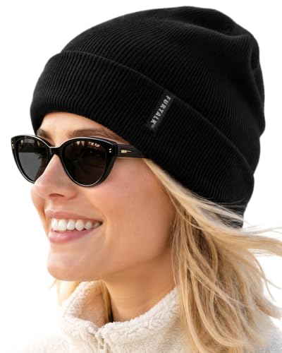 FURTALK Beanie Hat for Men Women Winter Hats for Women Men Soft Warm Unisex Cuffed Beanie Knitted Skull Cap - color: Aa-black