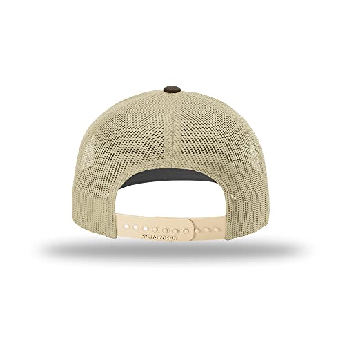 Richardson 112 Classic Six-Panel Adjustable Snapback Trucker Cap - color: Brown/Khaki