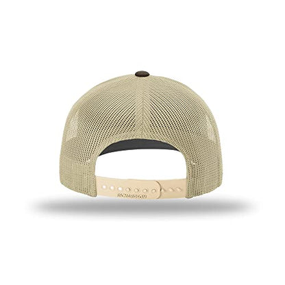Richardson 112 Classic Six-Panel Adjustable Snapback Trucker Cap - color: Brown/Khaki
