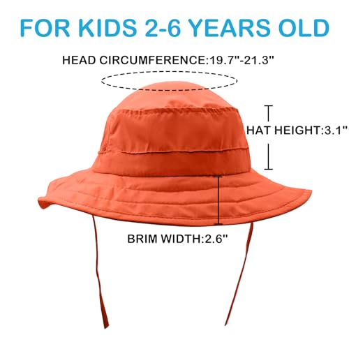 Connectyle Kids Sun Hat for Boys Girls Wide Brim Bucket Hat UPF 50+ Sun Protection Hat Breathable Summer Beach Hat - color: Orange