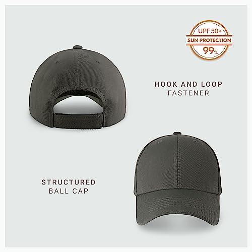2-Pack Classic Structured Baseball Cap Adjustable Snapback Ball Caps - color: Charcoal