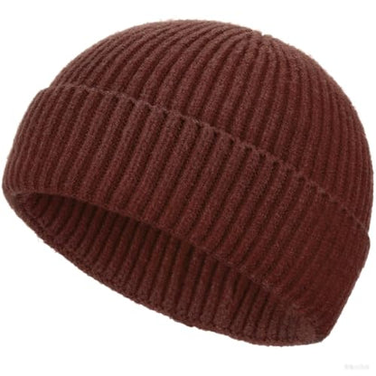 Wool Fisherman Beanies for Men Knit Fall Winter Beanie Hat Skull Cap - color: Dark Coffee