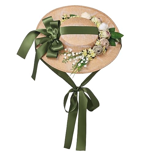 COSDREAMER Victorian Hat Womens Girls Tea Party Hats Vintage Flowers Flat - color: D