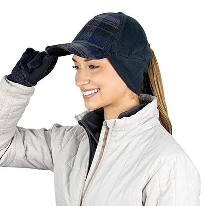 TrailHeads Women's Ponytail Trucker Hat, Running, Hiking & Outdoor Sports - color: Blue Plaid