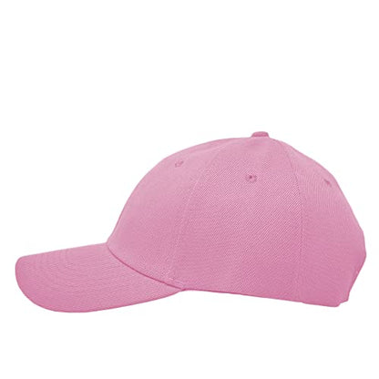 Glory Max Plain Baseball Cap Hook & Loop Strap Adjustable Solid Blank Curved Visor Hat - color: Pink