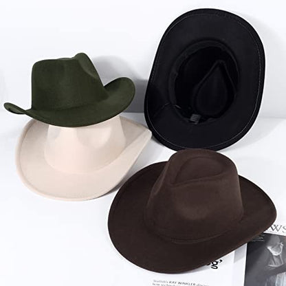 2 Pack Western Cowboy Hats for Women Men 2 Different hat Bands - color: Black-black