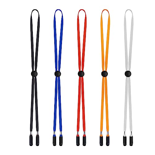 Sucrain 5 Pieces Adjustable Hat Strap Clips Hat Chin Cord for Golfing, Fishing, Boating - color: Multicolored