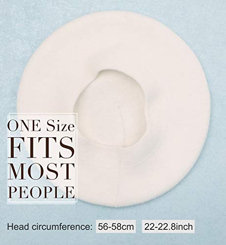 Sumolux Women Beret Hat French Wool Beret Beanie Cap Classic Solid Color - color: White, size: One Size