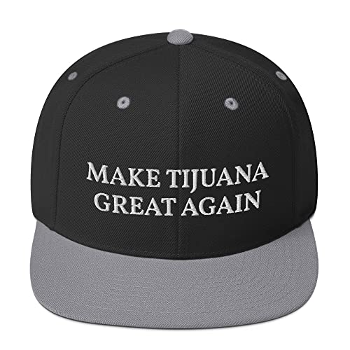 Make Tijuana Great Again Hat Flatbrim Flat Brim Snapback Hat Cap - color: Black/ Silver